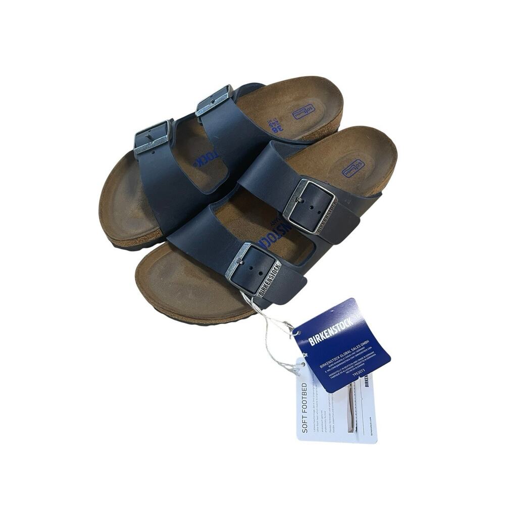 NWT Birkenstock Arizona Blue Oiled Leather Soft Footbed Women’s 7 Men’s 5